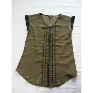 Express Women’s Size Small Green and Black Blouse Top Embroidery